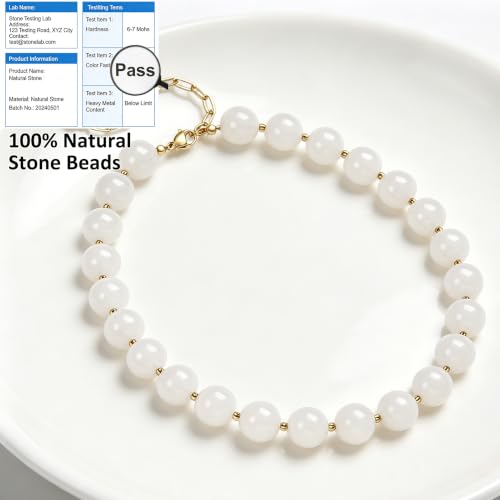 Image of GINAZL Natural Stone Beaded Choker Necklace for Women, Chunky Multicolor Gemstone Handmade Necklace, Boho 12MM Bead Summer Beach Jewelry Gifts for Women