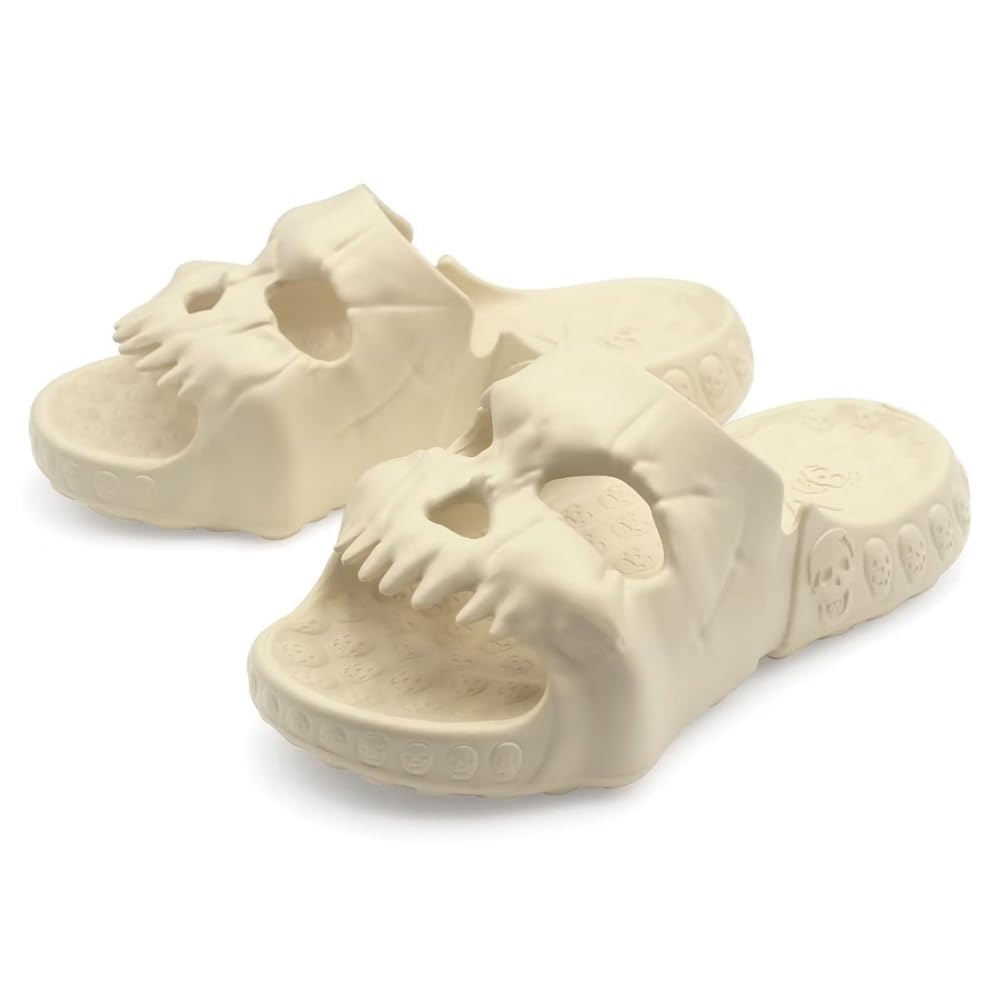 Asifn Skull Slides Femmes Douche Pantoufles Hommes intérieur Sandales Eva épais Doux Peep Toe intérieur extérieur Plage Piscine Sandales