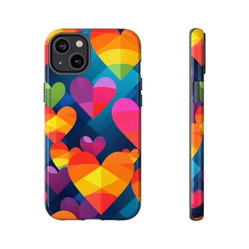 Coque iPhone 14 Plus motif cœurs colorés pour un style quotidien unique
