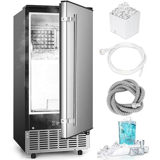 ICYGLEE Commercial Under Counter Ice Maker Machine, 80Lbs/Day with 24lbs Storage, Built-in Freestanding Ice Maker, Auto-Cleaning, 24H Timer, for Commercial & Home Use. (Stainless)