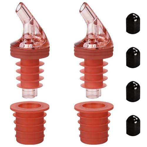ziHenryDa Olive Oil Pour Spout for Olive Oil Dispenser，for big-small bottle olive oil dispenser spout。Leak-Proof,2-piece Large small + 4 Black Lid Caps Rose gold