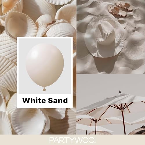 Image of PartyWoo White Sand Balloons 145pcs Different Sizes of 18 12 10 5 Inch Off White Beige Cream Ivory Boho Neutral Balloon Arch Kit Garland for Wedding Baby Shower Birthday Party Decorations White-F12