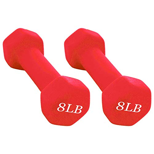 Shirt Luv Neoprene Dumbbell Barbell Hand Weights 3/5/8/10 Pounds for Warm Up&Women, Set of 2 (C 8lbs X 2pcs)