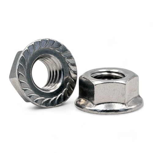 Image of M10 Flange Hex Nuts - 10mm Serrated Steel Flanged Nut - Pack of 100