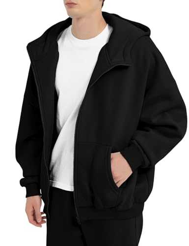 FAIABLE Mens Zip Up Hoodies with Pockets Oversized Sweatshirt Winter Long Sleeve Jackets Fleece Fall Outfits 20253