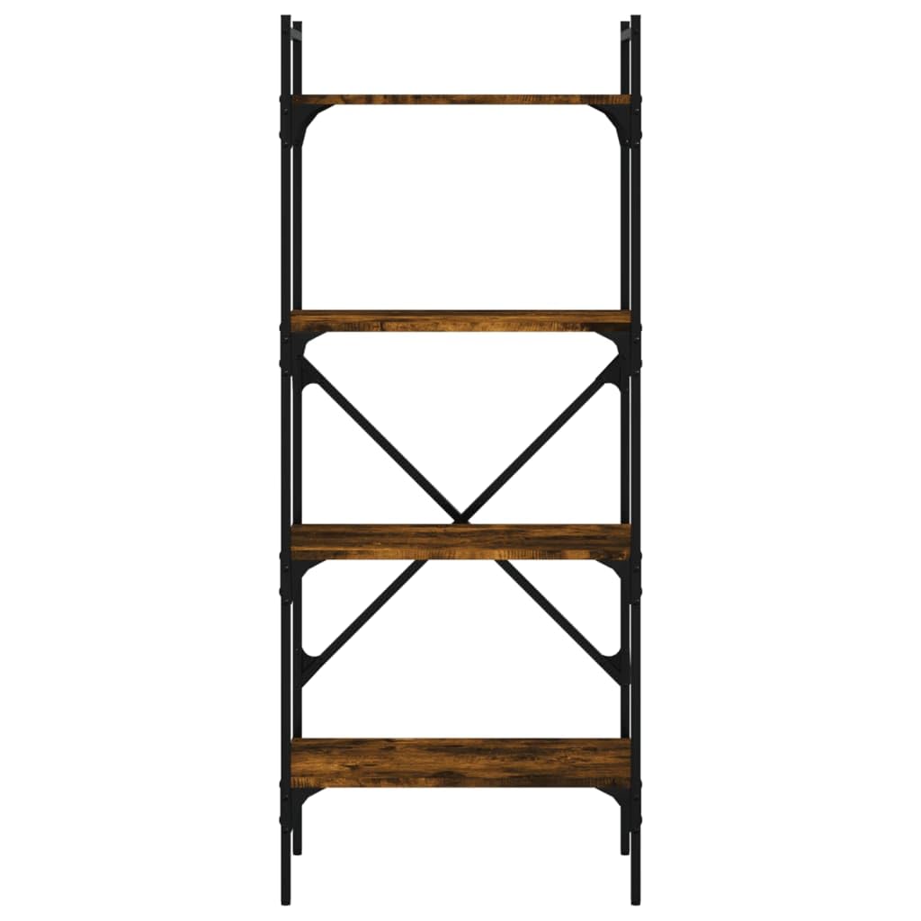 Libreria a 4 scomparti, in legno di rovere affumicato, 56 x 31,5 x 138,5 cm, per soggiorno, studio, cameretta dei bambini, divisorio