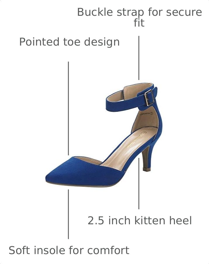Image of DREAM PAIRS Women's Kitten Heels Ankle Strap Pumps
