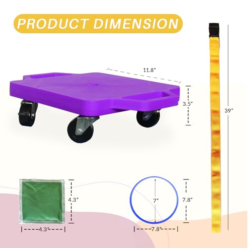 romrex 2 Plastic Scooter Boards with Handles for Kids Sitting and Sports Training, with 1 Ring, 2 Ropes and 4 Beanbags, Indoor and Outdoor Play - Thumbnail 2