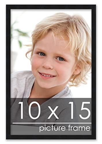Poster Palooza 10x15 Contemporary Black Complete Wood Picture Frame with UV Acrylic Plexiglass, Foam Board Backing & Hardware Included