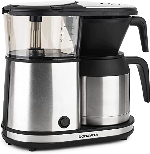 Bonavita 5 Cup Drip Coffee Maker Machine, One-Touch Pour Over Brewing W/ Double Wall Thermal Carafe, Sca Certified, 1100 Watt, Bpa Free, Dishwasher Safe, Stainless Steel, Bv1500Ts #TOP1