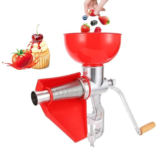 Manual Tomato Sauce Strainer, Jams & Sauces Squeezer Machine with Extended Waste Spout, Fit 3/4" to 2-1/8" Thick Table, Durable Cast Aluminum Body, for Making Strawberry Jam, Blueberry Jam