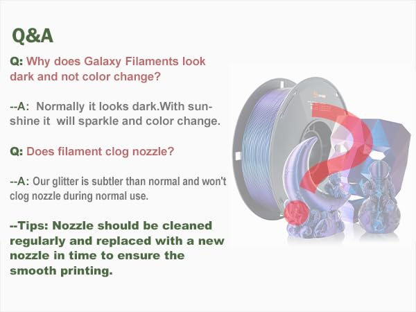 Image of LOVOON 3D PLA Filament 1.75mm Bundle Sparkle in Sunlight Filament Glitter, Burnt Titanium 3D Printer Filament, Galaxy red /Purple Blue /Blue /Green, Galaxy Bundle, 0.8KG(200g*4 Spools) /Bundle