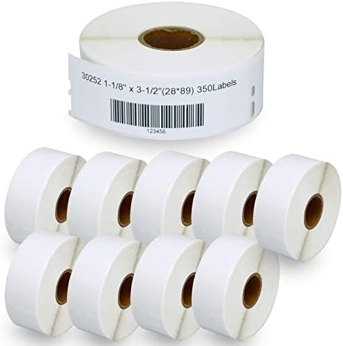 BETCKEY - Compatible DYMO 30252 (1-1/8" x 3-1/2") Address & Barcode Labels - Compatible with Rollo, DYMO Labelwriter 450, 4XL & Zebra Desktop Printers[10 Rolls/3500 Labels]