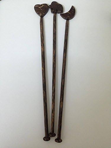 Wood cocktail sticks Natural sugar palm party disign Heart elephant moon 3 Pieces Set
