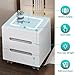 ROSPFKELSC Smart Bedside Table with Wireless Charging, 3-Color LED Lights & 3 Drawers, Nightstand for Bedroom & Living Room, Black/White