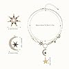 Mikovivi Gold Charm Necklace, Sun Moon and Star Necklace Boho Paperclip Necklace Vintage Chunky Pendant Necklace Jewelry Gift for Women Birthday #1