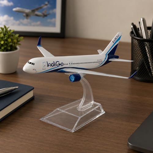 Image of ARTVARKO Aeroplane Indigo Airways Airlines Scale Model Die Cast Metal Aircraft Highly Detailed Replica Gift For Aviation Enthusiasts 16 Cm, For Kid