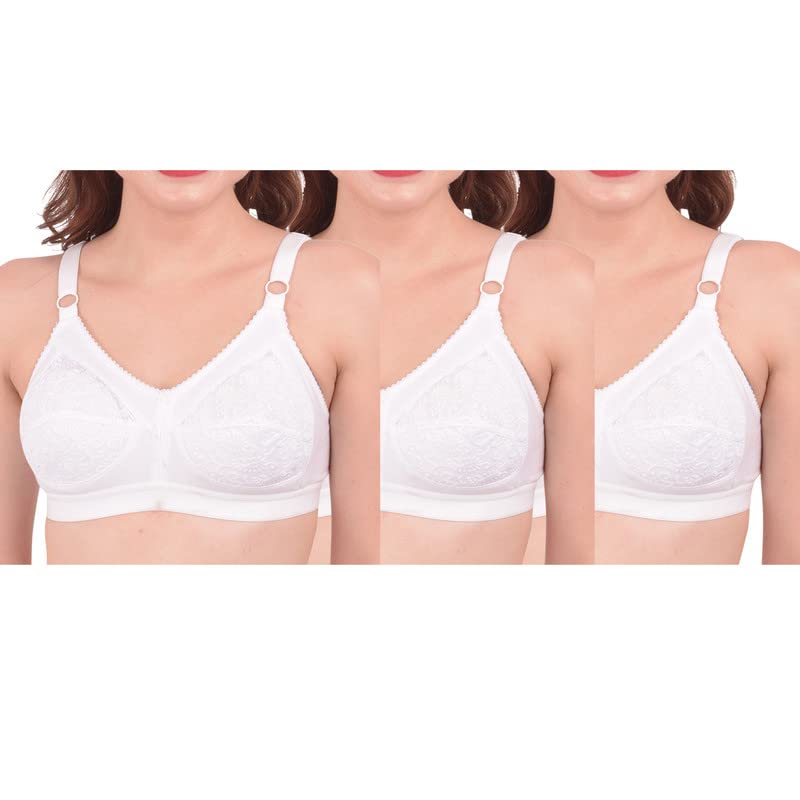 ninteen-69 Women's T-Shirt Non Padded/Embroidery/Non-Wired/Seemed/Hookable/Full Coverage White Color Bra-picture-10