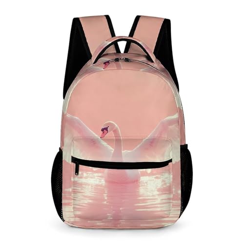 Swan Flapping Its Wings Travel Backpack Casual Daypack Shoulder Bag with Adjustable Shoulder Straps