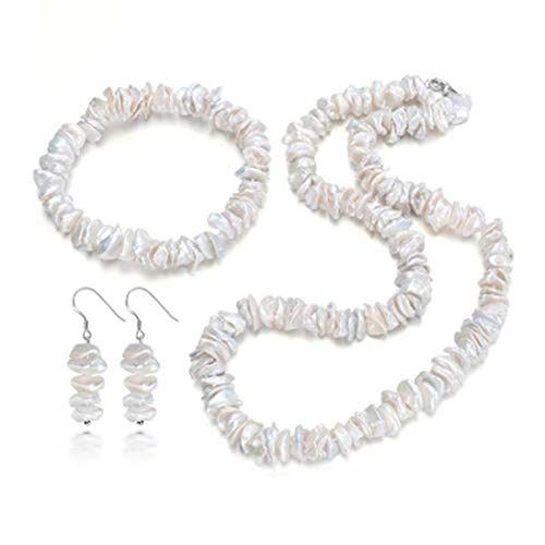 Preisvergleich Produktbild TreasureBay Schmuckset Keshi-Perlen, Halskette, Armband und Ohrringe