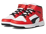 PUMA Rebound Layup Mid Hook and Loop Shoes, Zapatillas Unisex niños, Blanco Negro For All Time Red Ah25, 3.5 Little Kid