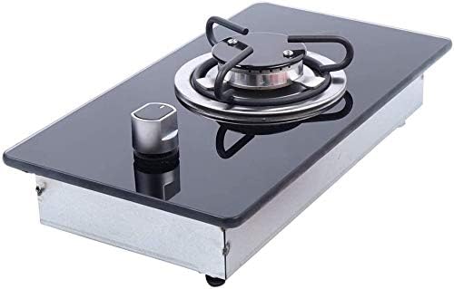GR-B002 1 Burner LPG RV Caravan RV Cooktop Stove with Tempered Glass Lid, 7.9"x14.4"x2.8" (1 Burner, Boat, Car, Camping)