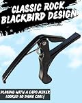Guitare Capo pour Acoustique & Guitares électriques - Outil de guitare pour changer instantanément la clé - Presseur de choeur - Libération rapide, action de printemps - Conception de Blackbird