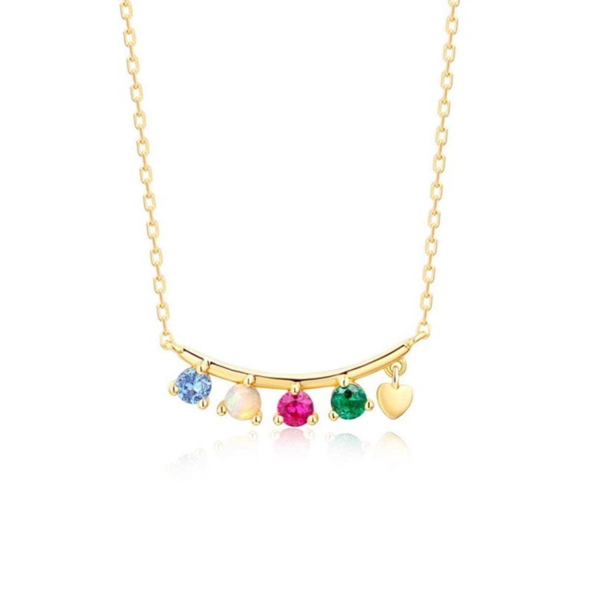 Colgante de ópalo Natural Cadena de clavícula S925 Plata de Ley 9K Oro Rojo Azul Espinelas Collar de Piedras Preciosas para Mujer Joyería