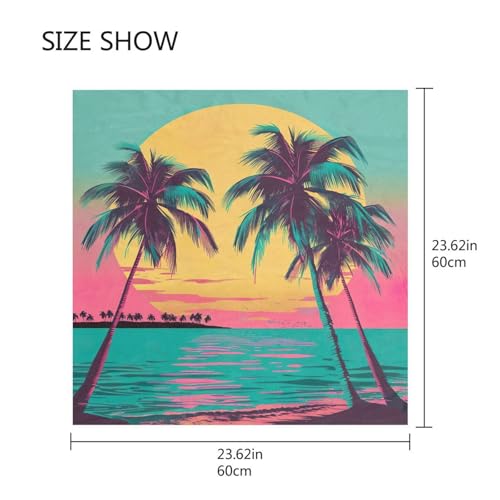 Square Scarf Sunset Beach Palm Tree Silk Feeling Bandanas Head Scarfs Hair Wraping Neckerchief for Women 23.6 Inch2