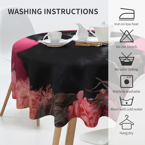 Nappe ronde noire imperméable et infroissable pour la table