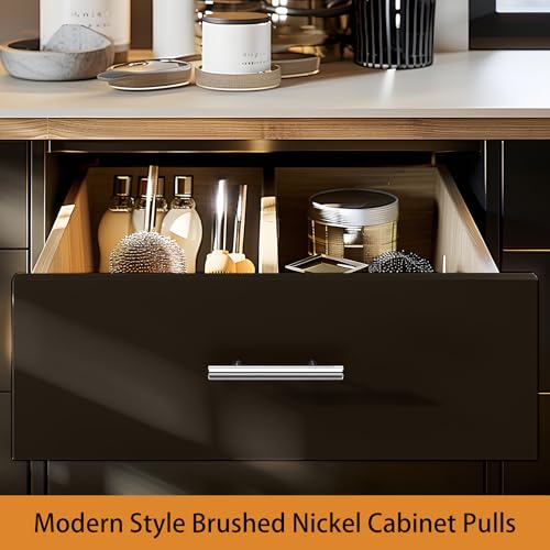 Image of Probrico 25 Pack 5 inch Kitchen Cabinet Handles Polished Chrome Drawer Pulls for Cabinet Door 3 inch Hole Centers, Euro T Bar Cabinet Pulls and Handles Stainless Steel Drawer Handles