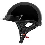 VCAN Cruiser Solid Gloss Black Half Face Motorcycle Helmet (Large)