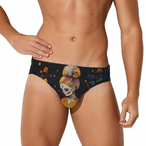Skull Women Book Lover Librarian Men's Swim Trunks Briefs Swimsuit Swimwear Bathing for Underwear Beach