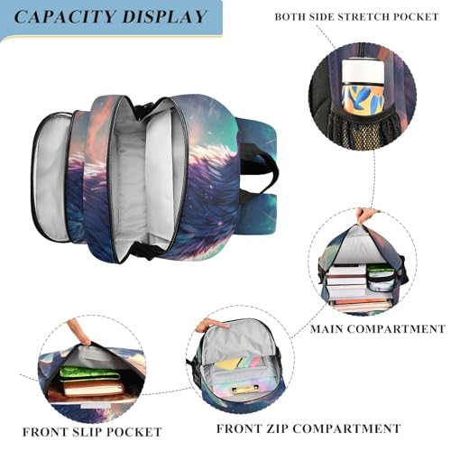 Wolf Planet Forest Animal Backpack Kids School Bag Lightweight Laptop Backpack Elementary Capacity Student Bookbags for Travel Daypack with Reflective Stripes4