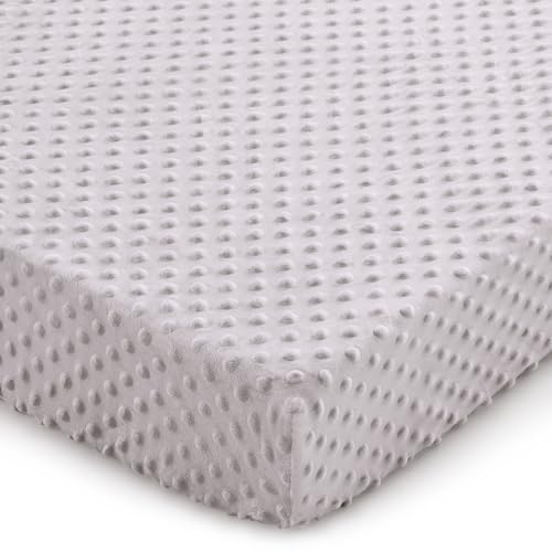 Entisn Pack N Play Sheets Fitted, 26 x 38 Inch Minky Dot Mini Crib Sheet for Boys and Girls, Soft and Warm Fleece Nursery Bedding for Most Mini Crib...