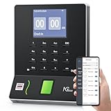 NGTeco APP Time Clock, Fingerprint & PIN Times Clock for Small Business, Biometric Clocks in Machine for Employees with iOS/Android App, No Monthly Fee, 2.4GHz WiFi, Black
