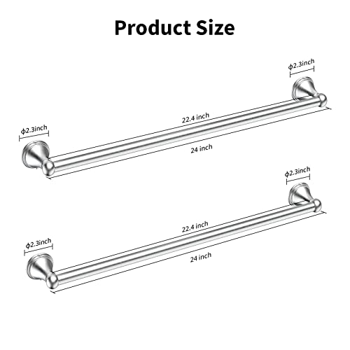 Newfun 24 Inch Brushed Nickel Towel Racks For Bathroom - 2Pcs Sus304 Stainless Steel Bathroom Towel Holder Wall Mounted #TOP5