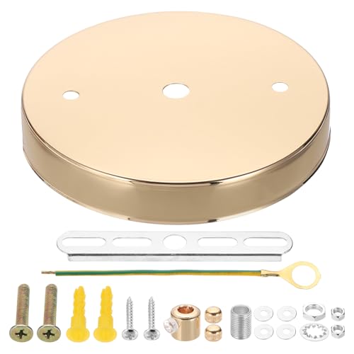 PATIKIL Ceiling Light Canopy Kit, 25 lbs Pendant Light Fixture Mounting Bracket Hanging Hardware with Fasteners for Chandelier, Gold Tone