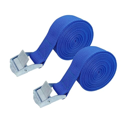 Image of 2pcs 5M Car Tension Rope Tie Down Strap Strong Ratchet Belt Luggage Bag Cargo Lashing For Truck Motorcycle Bike Boat Strong Resilience(Blue)
