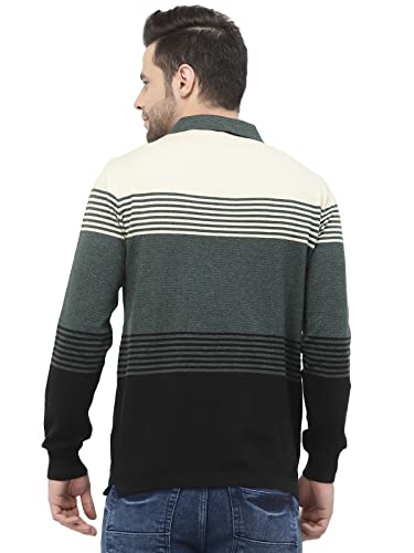 Image of Kalt Mens Basic Solid Full Sleeves Polo Cotton Blend Knitted Regular Fit Polo-Neck T-Shirts with Collar Stylish