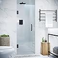 ANZZI 72" x 30" Frameless Shower Door in Matte Black,Water Repellent Glass Shower Door with Seal Strip Parts and Handle, 3/8 Glass Hinged Shower Door with Handle (SD-AZ09-02MB)