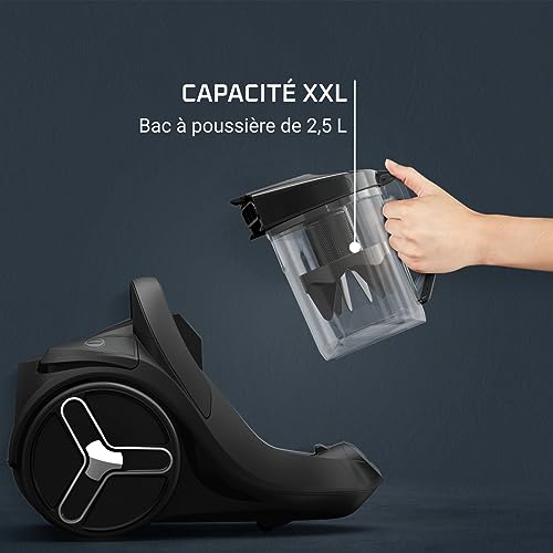 Rowenta Aspirateur sans sac, Moteur ultra basse consommation, Eco-conçu, Système de filtration haute efficacité, Ultra silencieux, Fabriqué en France, Green Force Cyclonic Effitech+ RO7C66EA