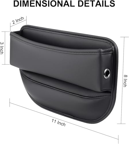 Image of Automaze Premium Leather Seat Gap Filler, Universal Storage Box for Car Truck SUV, Adjustable Organizer for Phones, Glasses, Wallets, Keys (Beige)