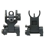 Flip Up Iron Sights Front Sight + Back Up Sight Set Dual Aperture BUIS,Low Profile for Picatinny & Weaver Rails,Black