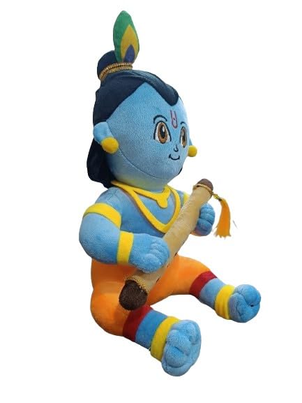 Image of AVSHUB Hindu Idol Soft Plush Toy | Devotional Hindu God Lord Krishna with Bansuri for Kids | Religious Stuffed Toys for Boys & Girls | Toy for Car Dashboard, Temple & Gifting (35cm)