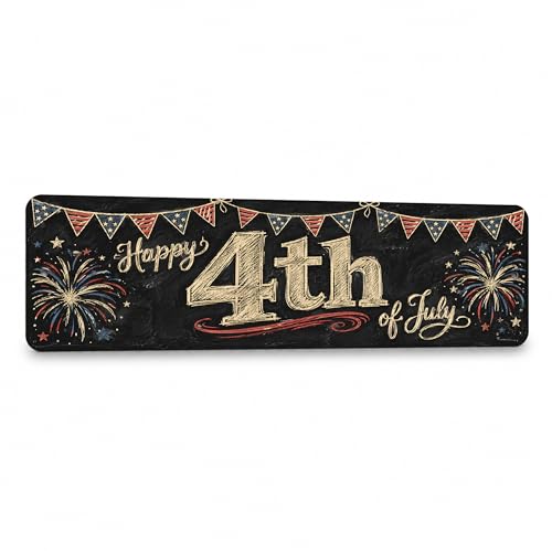 Vintage "Happy 4Th of July" Chalkboard Metal Sign