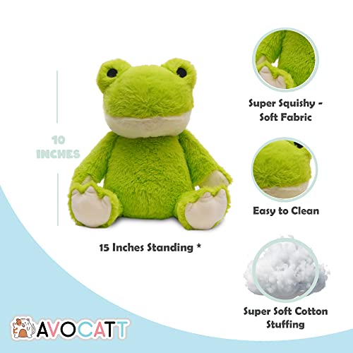 Avocatt Heatable Stuffed Frog Plush - 10 Inches Unscented Microwavable Frog Toy - Warmable Heating Pad - Warm And Hot Therapy For Cramps, Back, And Neck Pain Relief #TOP2
