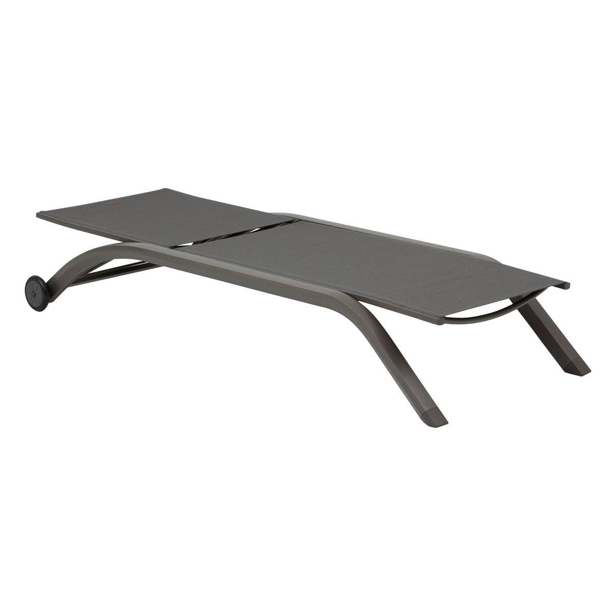 HESPERIDE - Transat Inclinable Jimani Anthracite et Graphite 2 Roues Anti-Rouille 4 Positions Mobilier Détente pour Jardin, Terrasse, Balcon, Patio