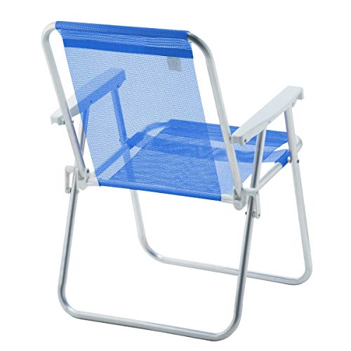 CADEIRA DE PRAIA ALTA ALUMÍNIO BEACH PREMIUM AZUL