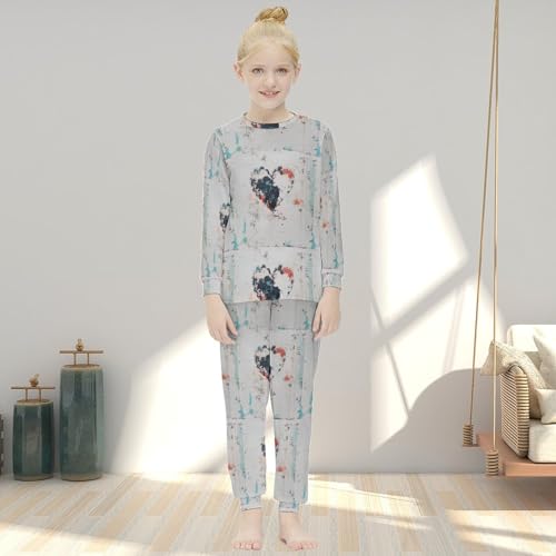 Dog Paw HeartGirls Pajamas, Long-sleeved Casual Pajamas And Home Clothes7-9Y（120cm）3